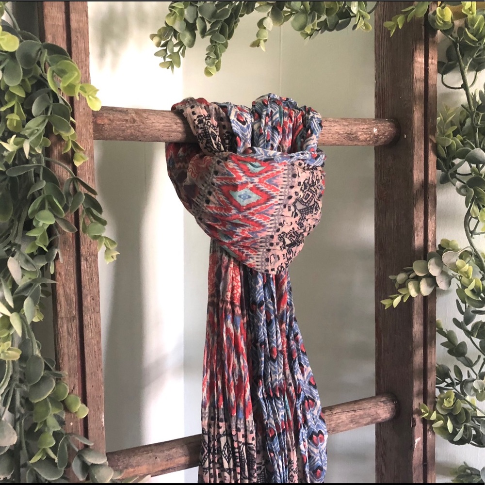 Maurice's Blue, Pink and Black Fringe Light Scarf